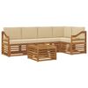 vidaXL Juegos de sof&aacute;s 6 pcs Natural y Beige Madera de Acacia S&oacute;lida