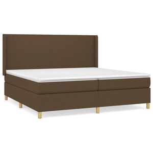 vidaXL Cama box spring con colch&oacute;n tela marr&oacute;n oscuro 200x200 cm