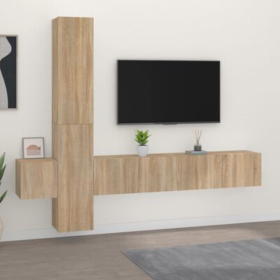 vidaXL Set de muebles para TV 5 pzas madera contrachapada roble Sonoma