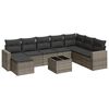 vidaXL Set de muebles de jard&iacute;n 9 pzas y cojines rat&aacute;n sint&eacute;tico gris