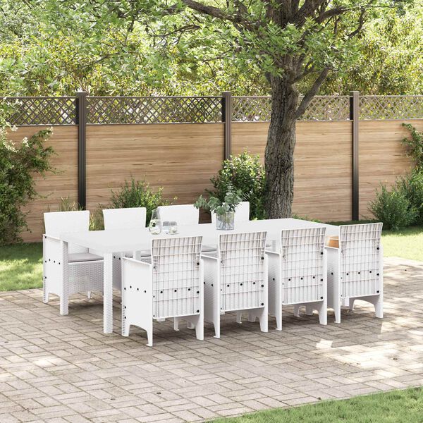vidaXL Conjunto de Comedor de Jard&iacute;n 9 pcs Blanco Polipropileno