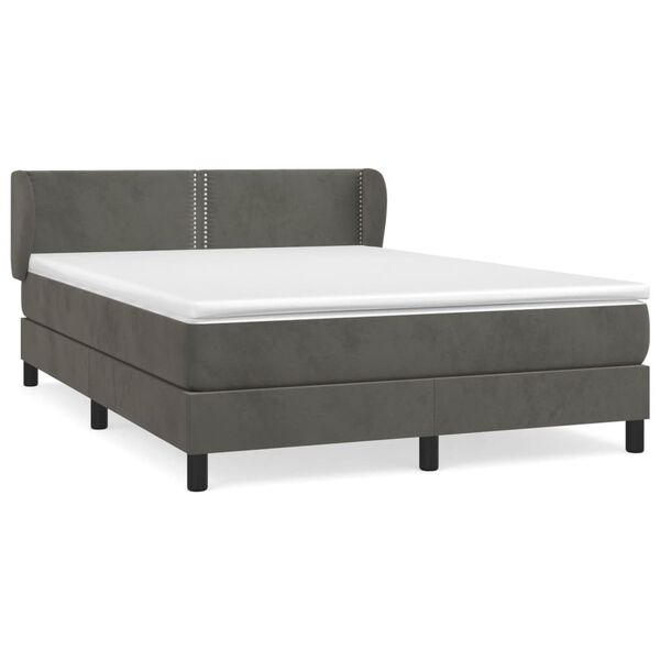 vidaXL Cama box spring con colch&oacute;n terciopelo gris oscuro 140x200 cm