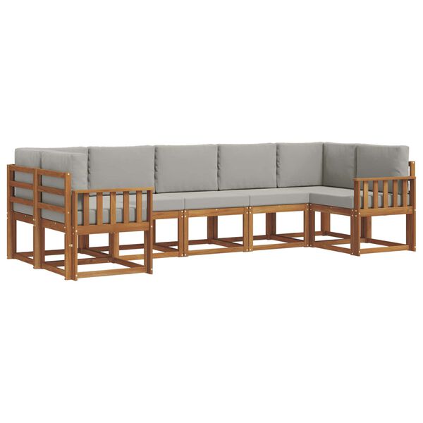 vidaXL Conjunto de sof&aacute;s de exterior 7 pcs Gris Natural y Claro