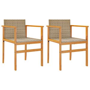vidaXL Sillas de jard&iacute;n 2 uds madera maciza y rat&aacute;n sint&eacute;tico beige