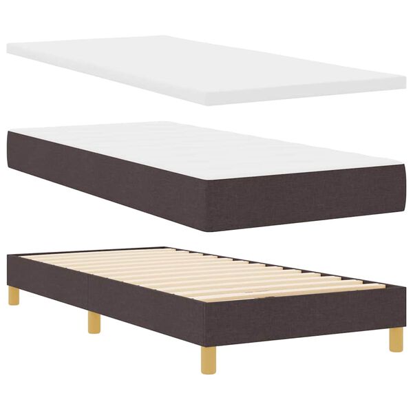 vidaXL Cama tipo Box Spring Marr&oacute;n Oscuro 190 x 90 cm Poli&eacute;ster