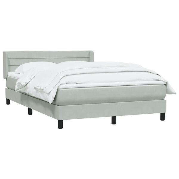 vidaXL Cama box spring con colch&oacute;n terciopelo gris claro 140x210 cm