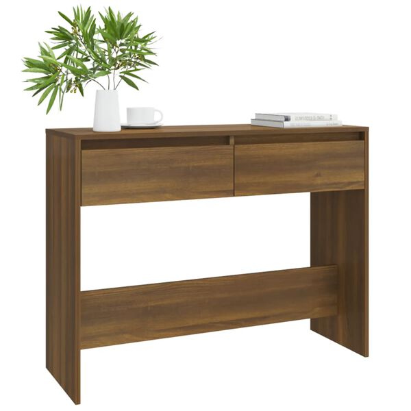 vidaXL Mesa consola madera de ingenier&iacute;a marr&oacute;n roble 100x35x76,5 cm