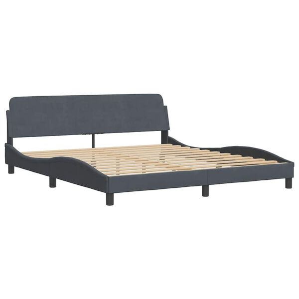 vidaXL Estructura de cama sin colch&oacute;n Hanko terciopelo gris oscuro 180x200cm