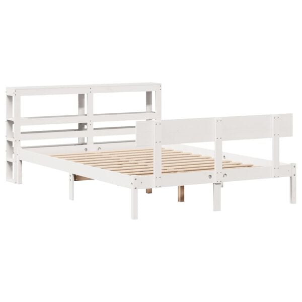 vidaXL Estructura de cama sin colch&oacute;n madera de pino blanca 140x200 cm