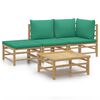 vidaXL Set de muebles de jard&iacute;n 4 piezas bamb&uacute; con cojines verde