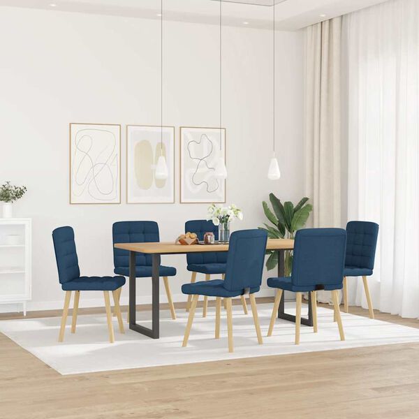 vidaXL Sillas de comedor 6 unidades tela azul