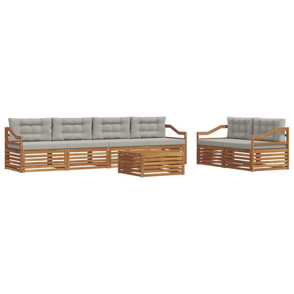 vidaXL Conjunto de sof&aacute;s de exterior 7 pcs Gris Natural y Claro