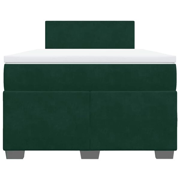 vidaXL Cama box spring con colch&oacute;n terciopelo verde oscuro 120x200 cm