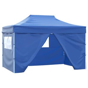 vidaXL Carpa plegable profesional con 4 paredes acero azul 3x4 m