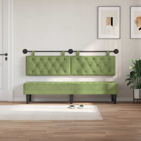 vidaXL Cabecera Colgante Verde claro 190 x 55 x 7 cm Terciopelo