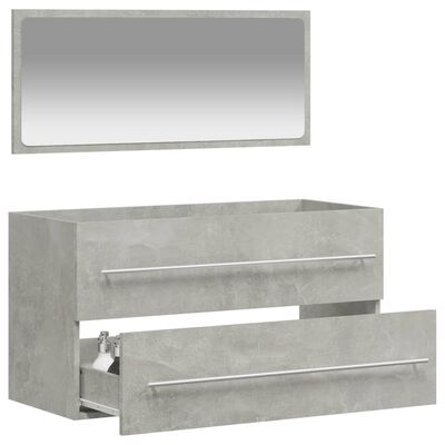 vidaXL Armario de baño con espejo madera de ingeniería gris hormigón
