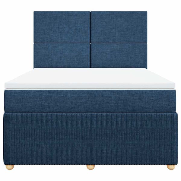 vidaXL Cama box spring con colch&oacute;n tela azul 140x200 cm