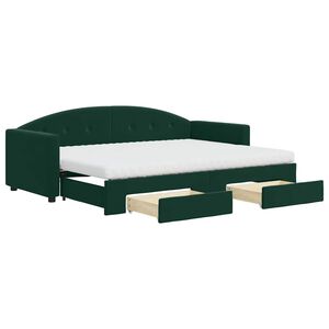 vidaXL Sof&aacute; cama nido con cajones terciopelo verde oscuro 80x200 cm