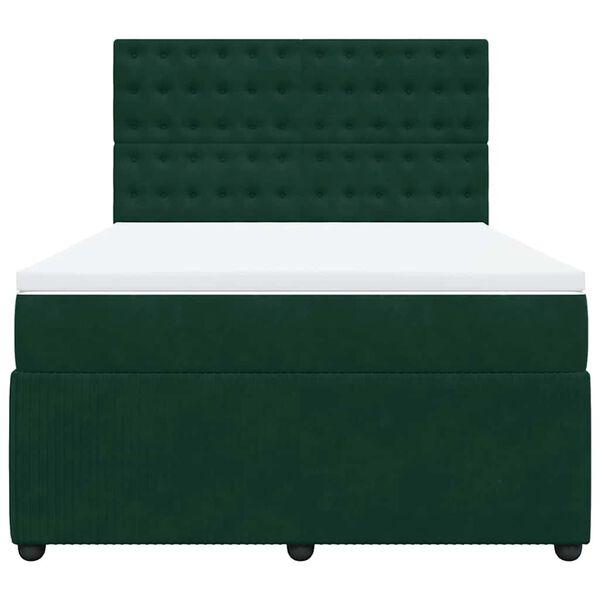 vidaXL Cama box spring con colch&oacute;n terciopelo verde oscuro 160x200 cm