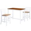 vidaXL Set mesa y sillas de bar 3 piezas madera maciza marr&oacute;n y blanco