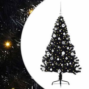 vidaXL &Aacute;rbol de Navidad Artificial Preiluminado Negro 150 cm PVC