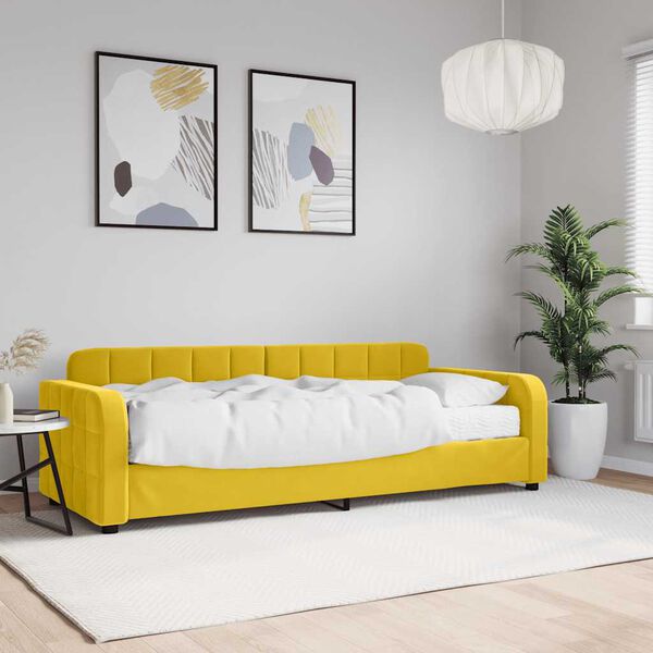 vidaXL Sof&aacute; cama con colch&oacute;n terciopelo amarillo 80x200 cm