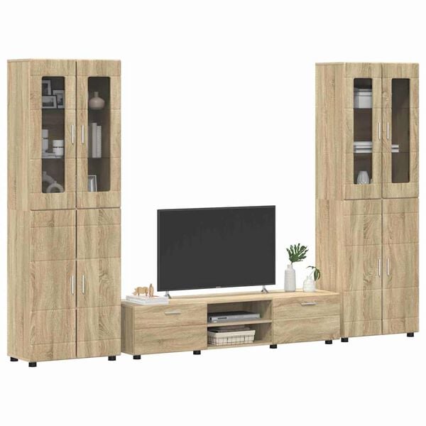 vidaXL Conjunto de mueble de TV Roble Sonoma Madera de ingenier&iacute;a