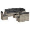 vidaXL Set muebles jard&iacute;n 9 pzas y cojines rat&aacute;n sint&eacute;tico gris claro