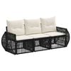 vidaXL Conjunto de sof&aacute;s de jard&iacute;n 3 uds. Negro y Blanco Crema
