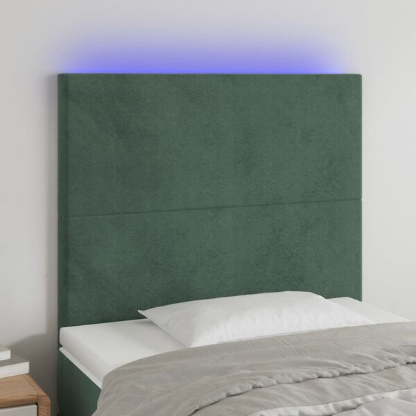 vidaXL Cabecero con luces LED terciopelo verde oscuro 80x5x118/128 cm