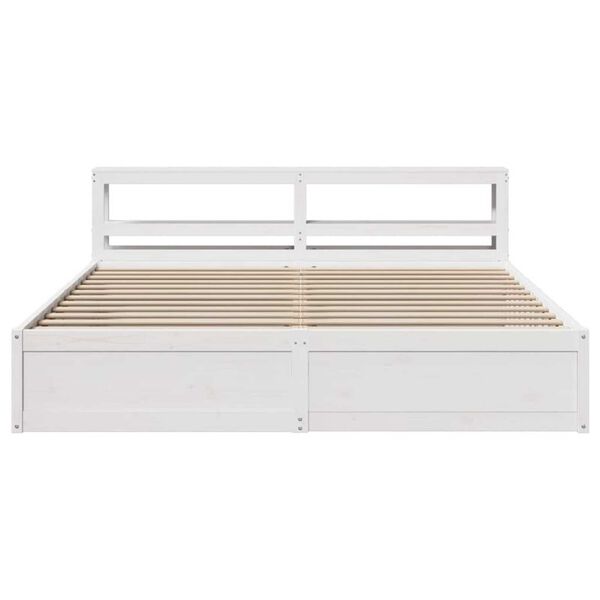 vidaXL Estructura cama cabecero madera maciza pino blanco 180x200 cm