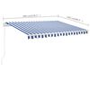 vidaXL Toldo de pie retr&aacute;ctil manual azul y blanco 300x250 cm