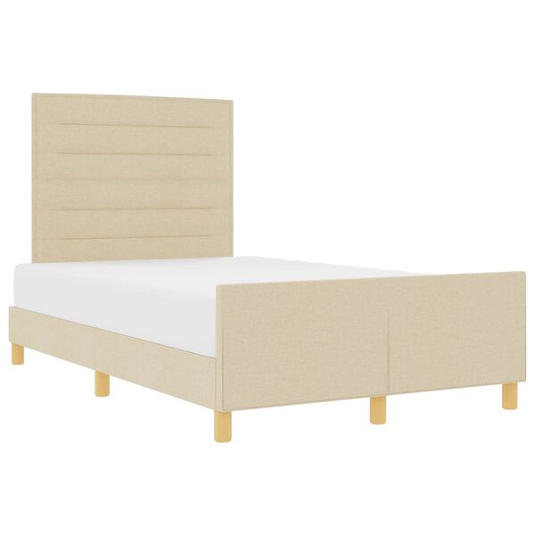 vidaXL Estructura de cama con cabecera Crema 120 x 200 cm tela