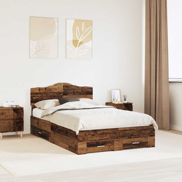 vidaXL Estructura de cama con cabecera Madera vieja 120 x 190 cm