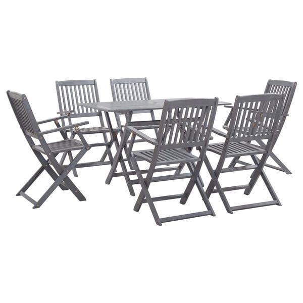 vidaXL Juego de comedor de jard&iacute;n 7 pzas madera maciza de acacia gris