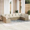 vidaXL Conjunto de sof&aacute;s de jard&iacute;n 10 pcs Beige y rat&aacute;n sint&eacute;tico