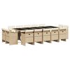 vidaXL Set comedor de jard&iacute;n con cojines 15 pzas rat&aacute;n sint&eacute;tico beige