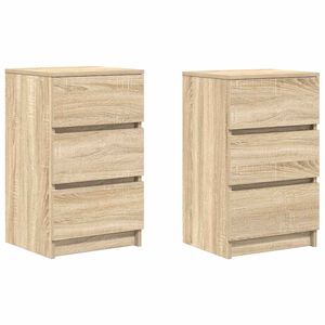 vidaXL Mesillas de noche con 3 cajones 2 uds roble Sonoma 39x35x65 cm
