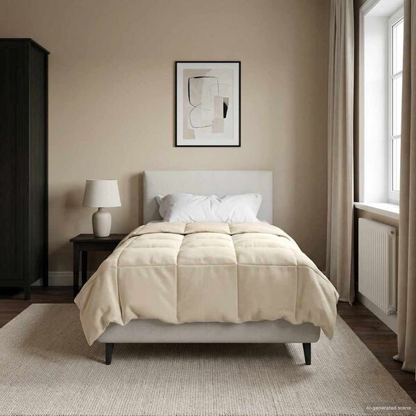 vidaXL Edred&oacute;n de Invierno Acolchado Crema 135 x 200 cm Microfibra