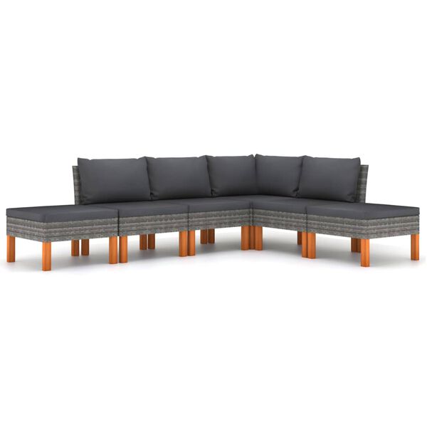 vidaXL Set de muebles de jard&iacute;n 8 pzas y cojines rat&aacute;n sint&eacute;tico gris