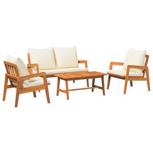 vidaXL Conjunto bistro 4 pcs Marr&oacute;n y crema Madera de Acacia S&oacute;lida