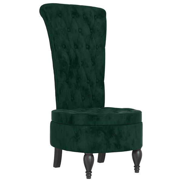 vidaXL Sillón de respaldo alto con botones terciopelo verde oscuro