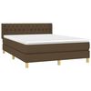 vidaXL Cama box spring con colch&oacute;n tela marr&oacute;n oscuro 140x190 cm