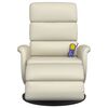 vidaXL Sill&oacute;n reclinable masaje con reposapi&eacute;s cuero sint&eacute;tico crema
