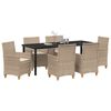 vidaXL Conjunto de Comedor de Jard&iacute;n 7 pcs Beige rat&aacute;n sint&eacute;tico