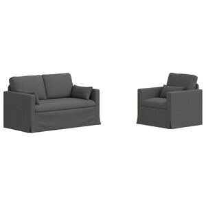 vidaXL Juego de Sof&aacute; 2 pcs Gris oscuro 139 x 78 x 80 cm tela