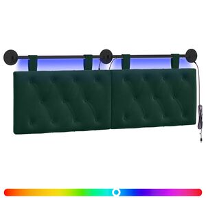 vidaXL Cabecero colgante Con luz LED Verde oscuro Terciopelo