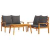 vidaXL Set de muebles para jard&iacute;n 3 piezas con cojines madera acacia