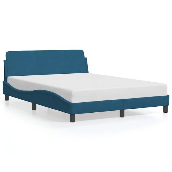 vidaXL Estructura de cama con cabecero Dover terciopelo azul 140x200 cm
