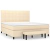 vidaXL Cama box spring con colchón tela color crema 160x200 cm